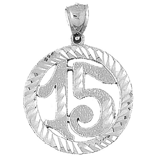 Sterling Silver Bezled #15, Fifteen Pendant