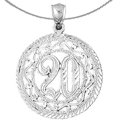 Sterling Silber Bezled #20, Twenty Anhänger (rhodiniert oder gelb vergoldet)