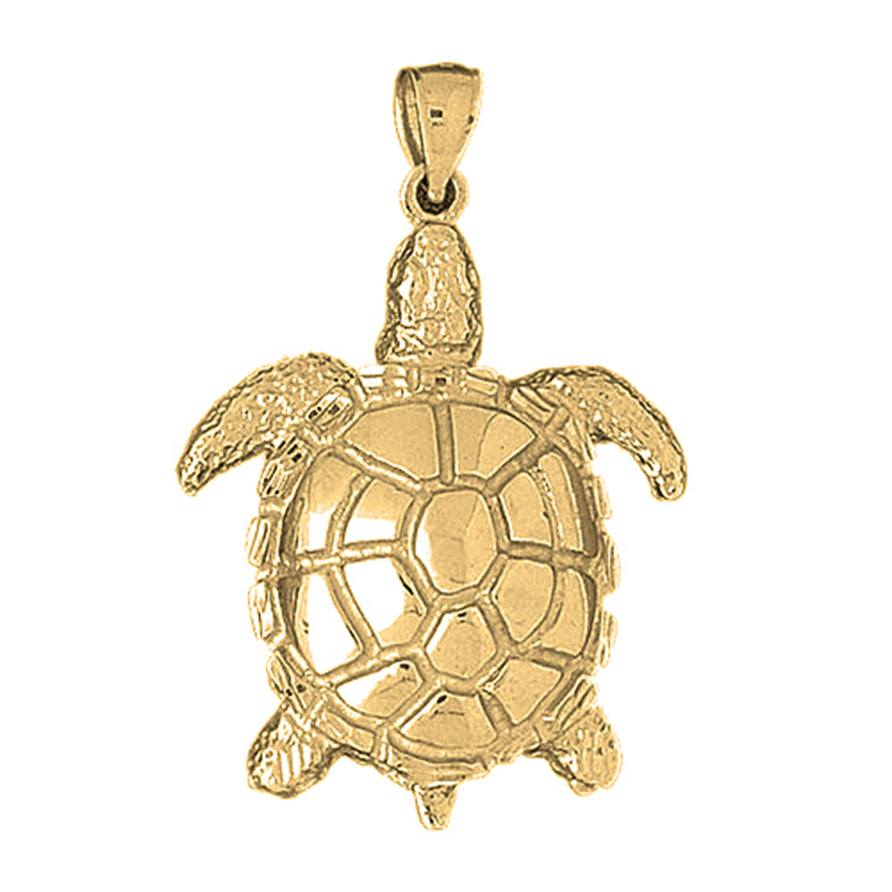 Yellow Gold-plated Silver Turtles Pendant