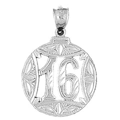Sterling Silver Bezled #16, Sixteen Pendant