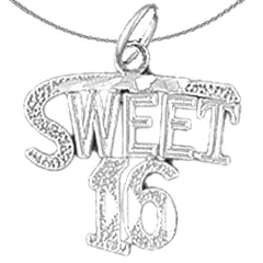 Sterling Silver Sweet 16 Pendant (Rhodium or Yellow Gold-plated)