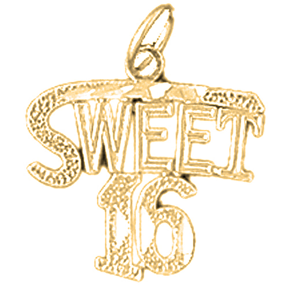 Yellow Gold-plated Silver Sweet 16 Pendant
