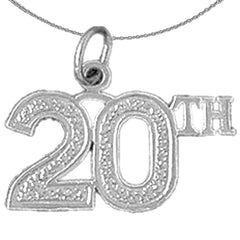 Anhänger „20th, Twenty“ aus Sterlingsilber (rhodiniert oder gelbvergoldet)