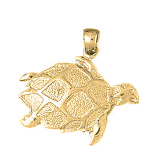 Yellow Gold-plated Silver Turtles Pendant