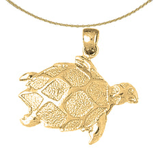 Sterling Silver Turtles Pendant (Rhodium or Yellow Gold-plated)