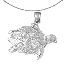 Sterling Silver Turtles Pendant (Rhodium or Yellow Gold-plated)