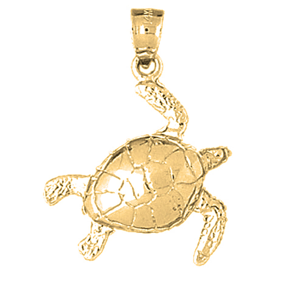 Yellow Gold-plated Silver Turtles Pendant
