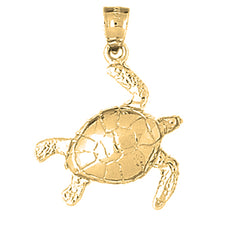 Yellow Gold-plated Silver Turtles Pendant