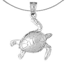 Sterling Silver Turtles Pendant (Rhodium or Yellow Gold-plated)
