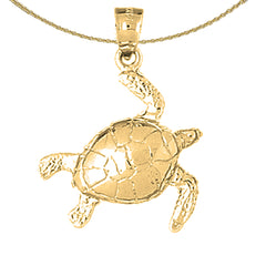 Sterling Silver Turtles Pendant (Rhodium or Yellow Gold-plated)