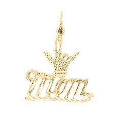 Yellow Gold-plated Silver I Love You Mom Pendant