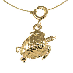 Sterling Silver Turtles Pendant (Rhodium or Yellow Gold-plated)