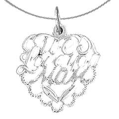 Sterling Silver We Love You Mom Pendant (Rhodium or Yellow Gold-plated)