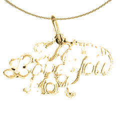 Sterling Silver We Love You Mom Pendant (Rhodium or Yellow Gold-plated)