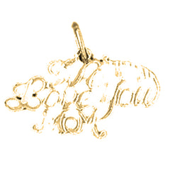 Yellow Gold-plated Silver We Love You Mom Pendant
