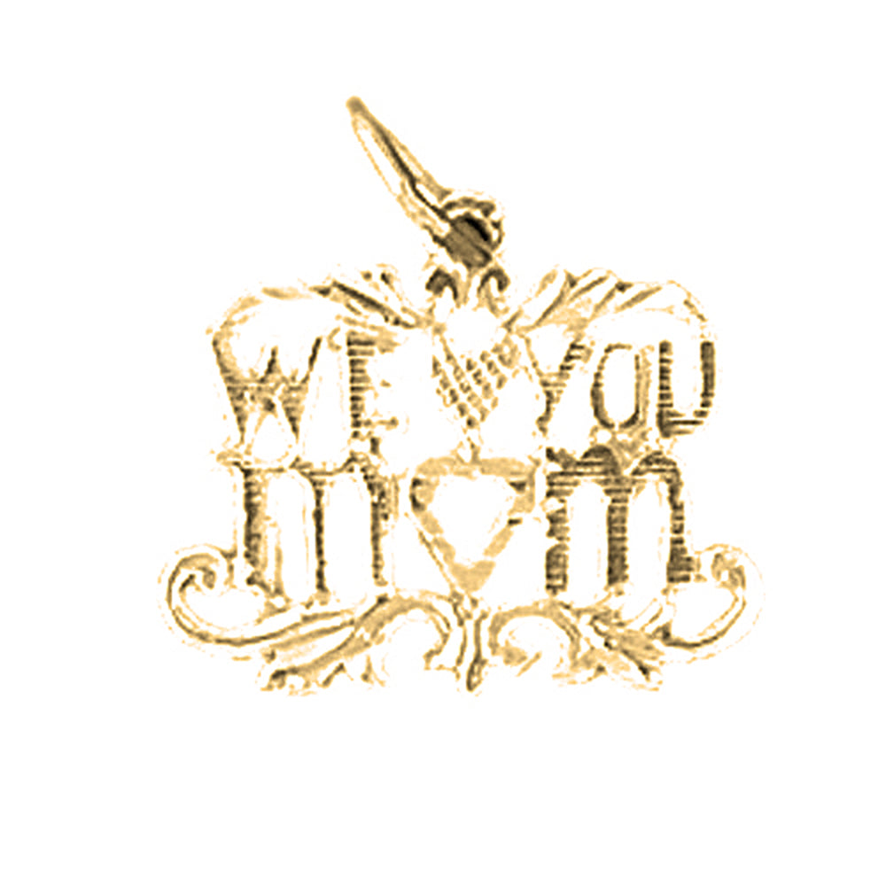 Yellow Gold-plated Silver I Love You Mom Pendant