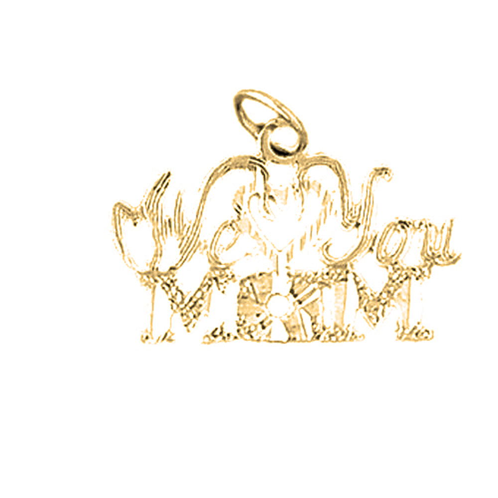 Yellow Gold-plated Silver We Love You Mom Pendant