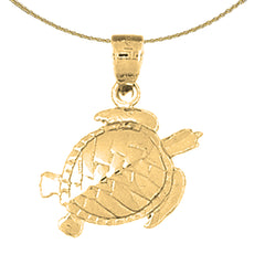 Sterling Silver Turtles Pendant (Rhodium or Yellow Gold-plated)