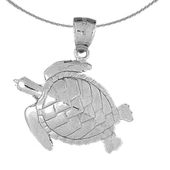 Sterling Silver Turtles Pendant (Rhodium or Yellow Gold-plated)