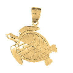 Yellow Gold-plated Silver Turtles Pendant