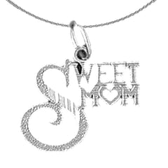 Sterling Silver Sweet Mom Pendant (Rhodium or Yellow Gold-plated)