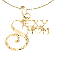 Colgante Sexy Mom de plata de ley (bañado en rodio o oro amarillo)
