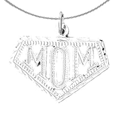 Sterling Silver Mom Pendant (Rhodium or Yellow Gold-plated)