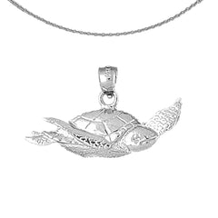 Sterling Silver Turtles Pendant (Rhodium or Yellow Gold-plated)