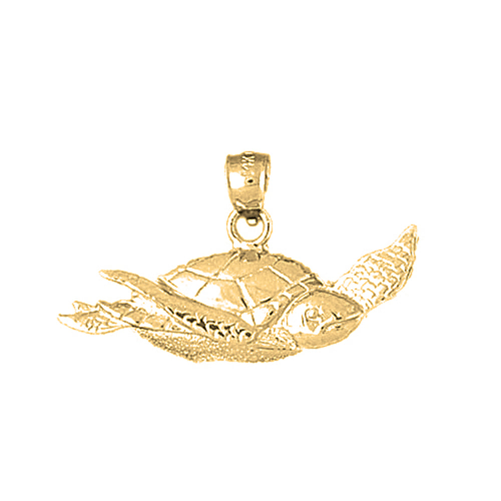 Yellow Gold-plated Silver Turtles Pendant