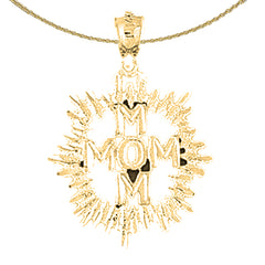 Sterling Silver Mom Pendant (Rhodium or Yellow Gold-plated)