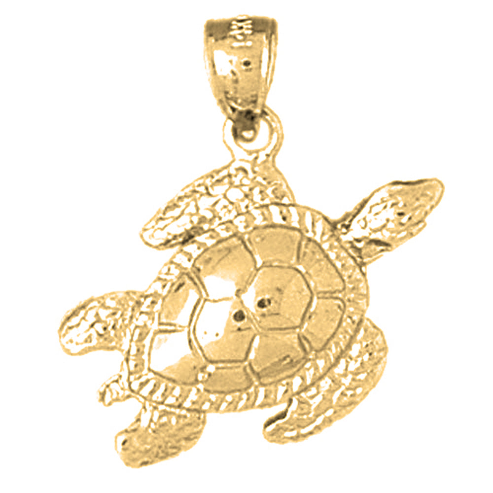 Yellow Gold-plated Silver Turtles Pendant