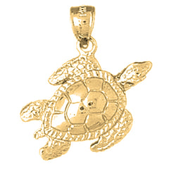 Yellow Gold-plated Silver Turtles Pendant