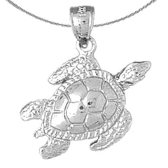 Sterling Silver Turtles Pendant (Rhodium or Yellow Gold-plated)