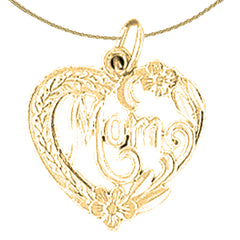 Sterling Silver Mom Pendant (Rhodium or Yellow Gold-plated)