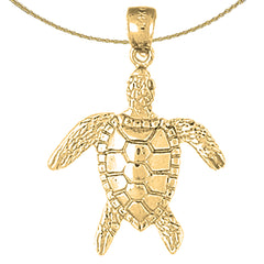 Colgante de tortugas de plata de ley (bañado en rodio o oro amarillo)