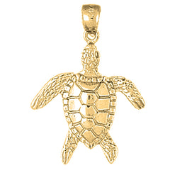 Yellow Gold-plated Silver Turtles Pendant