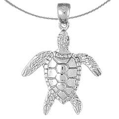 Colgante de tortugas de plata de ley (bañado en rodio o oro amarillo)