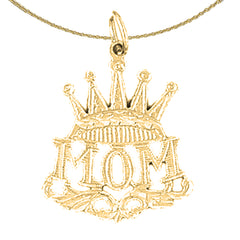 Sterling Silver Mom Pendant (Rhodium or Yellow Gold-plated)