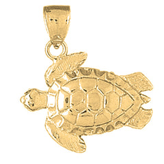 Yellow Gold-plated Silver Turtles Pendant