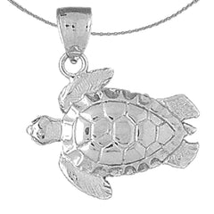 Sterling Silver Turtles Pendant (Rhodium or Yellow Gold-plated)
