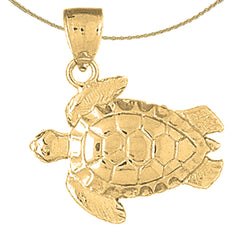 Sterling Silver Turtles Pendant (Rhodium or Yellow Gold-plated)