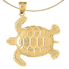 Sterling Silver Turtles Pendant (Rhodium or Yellow Gold-plated)