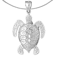 Colgante de tortugas de plata de ley (bañado en rodio o oro amarillo)