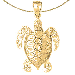 Colgante de tortugas de plata de ley (bañado en rodio o oro amarillo)