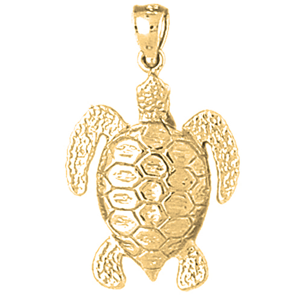 Yellow Gold-plated Silver Turtles Pendant