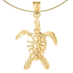Sterling Silver Turtles Pendant (Rhodium or Yellow Gold-plated)