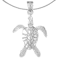 Sterling Silver Turtles Pendant (Rhodium or Yellow Gold-plated)