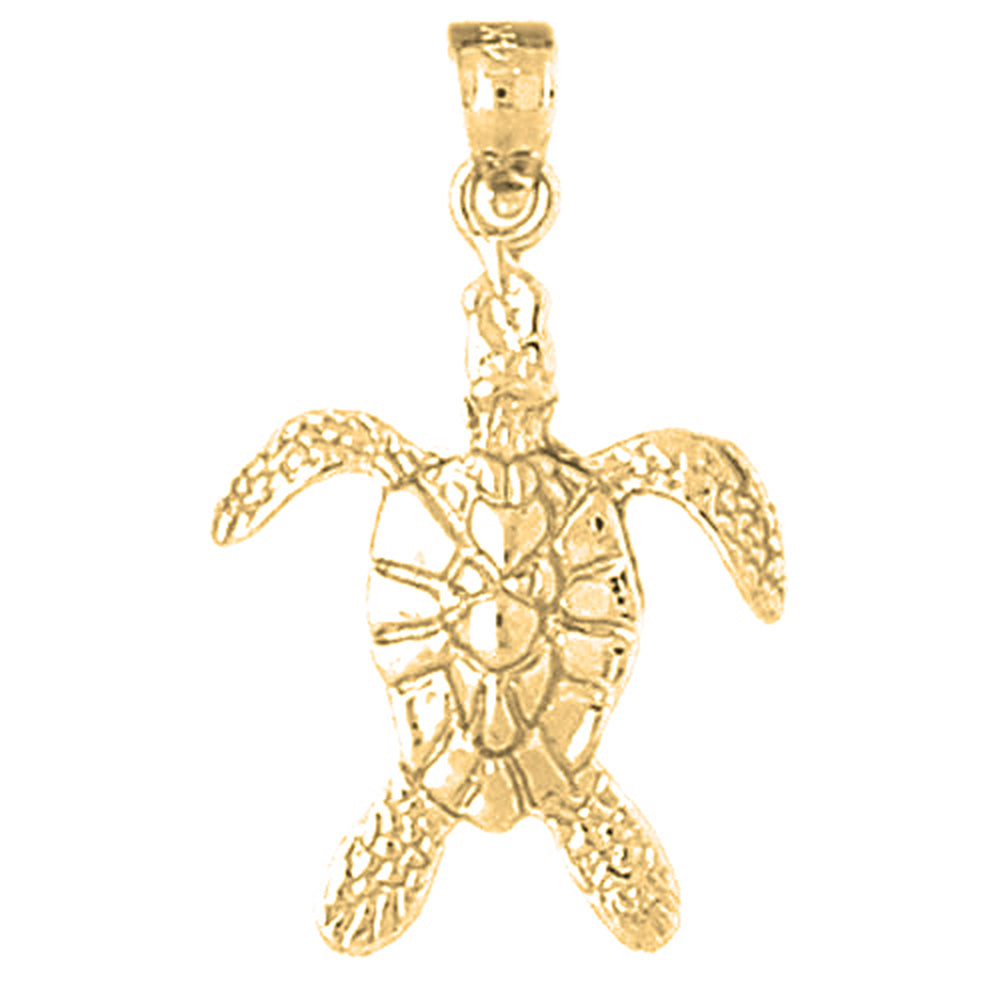 Yellow Gold-plated Silver Turtles Pendant
