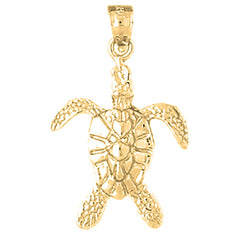 Yellow Gold-plated Silver Turtles Pendant