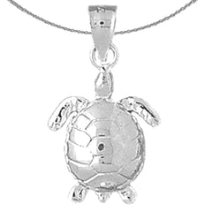Sterling Silver Turtles Pendant (Rhodium or Yellow Gold-plated)